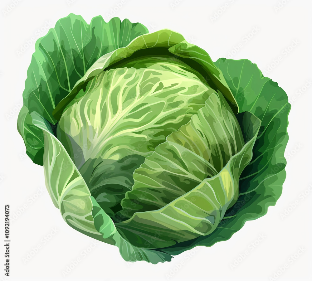 Fototapeta premium Fresh green cabbage isolated on white background