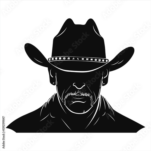 Cowboy Head Face Silhouette, desperado silhouette, Cow Boy Silhouette PNG