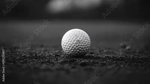 A Close-Up Black and White Photo of a Golf Ball on a Sand Trap photo