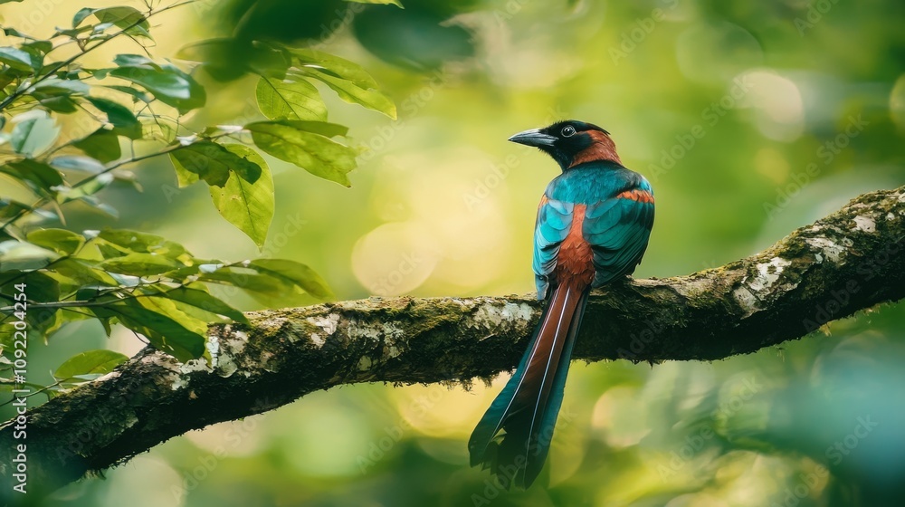 Obraz premium Close-Up of a Colorful Magpie Perched in Nature
