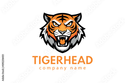 tiger head logo for bold branding and sports team identity with fierce animal design photo