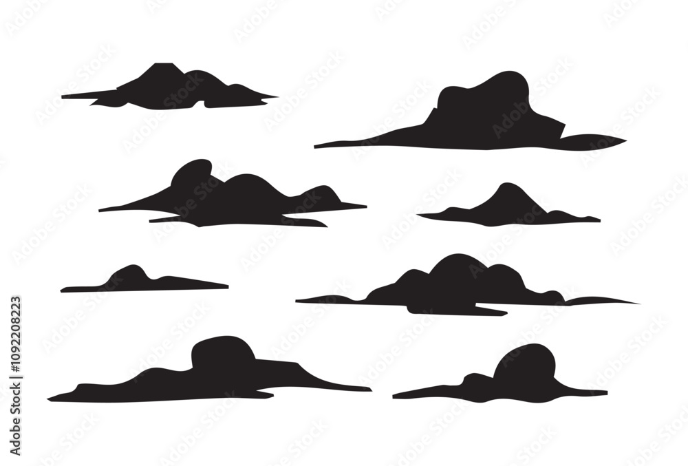 Cloud icon set.Big vector set of cloud shapes. Simple cute cartoon design.Vector illustration Cloud icon set.Big vector set of cloud shapes. Simple cute cartoon design.Vector illustration