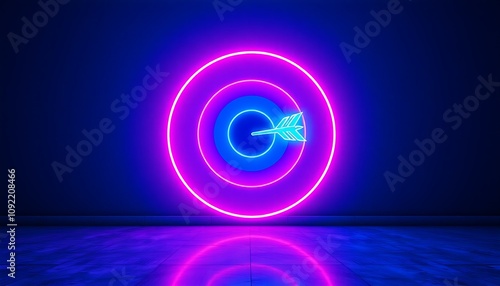 A Neon Target with a Piercing Arrow photo