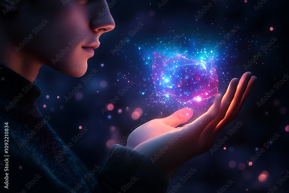 Envisioning the Future: A Hand Holding a Glowing Orb of Light and Energy. A digital art exploration of human potential and technological innovation. Envisioning the Future: A Hand Holding a Glowing Orb of Light and Energy. A digital art exploration of human potential and technological innovation.