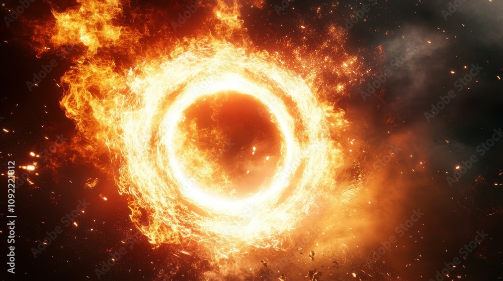 Fototapeta premium Bright flash and expanding ring from an explosion