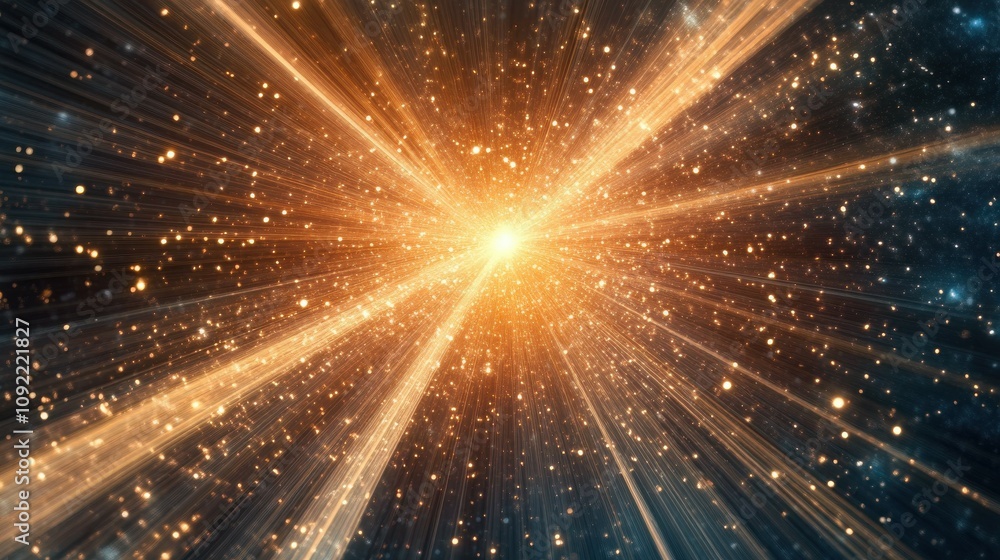 Fototapeta premium Bright light rays emanating from a central point