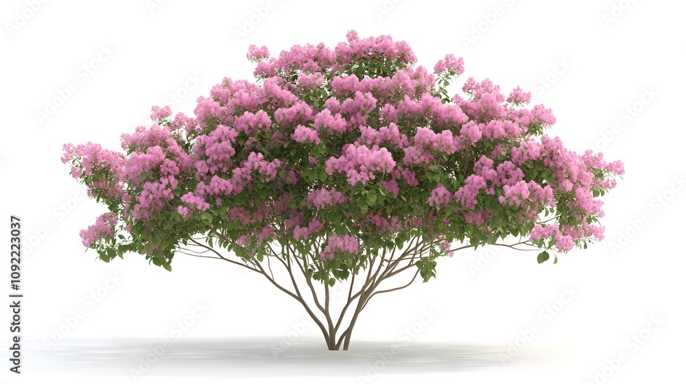 3D Common Crape Myrtle icon on a white background 3D Common Crape Myrtle icon on a white background