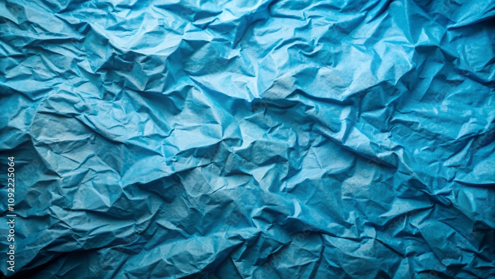 Fototapeta premium Blue Crumpled Paper Texture Background for Creative Projects, Presentations, and Digital Designs - Perfect for Textures, Backgrounds, and Artistic Enhancements