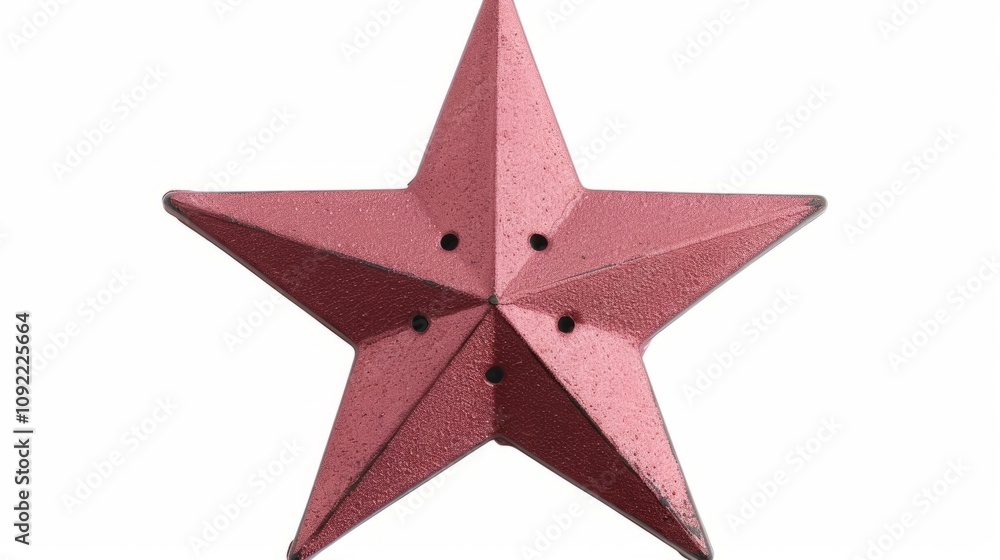 Obraz premium Red metallic star with a three-dimensional design.