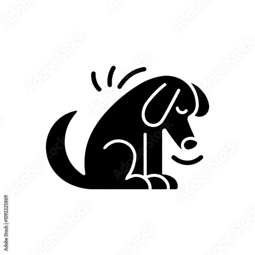 Thoughtful dog posture icon