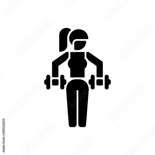 Female weightlifting workout icon
