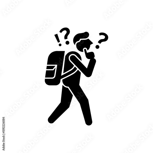 Lost hiker pondering icon