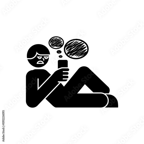 Phone frustration sitting icon