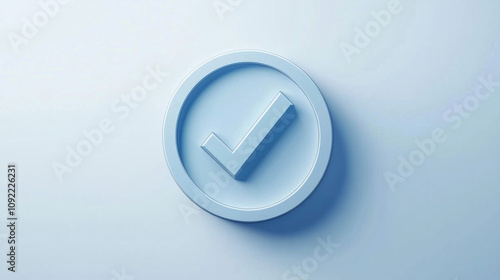 Clear check mark symbol on a soft blue background for approval indication