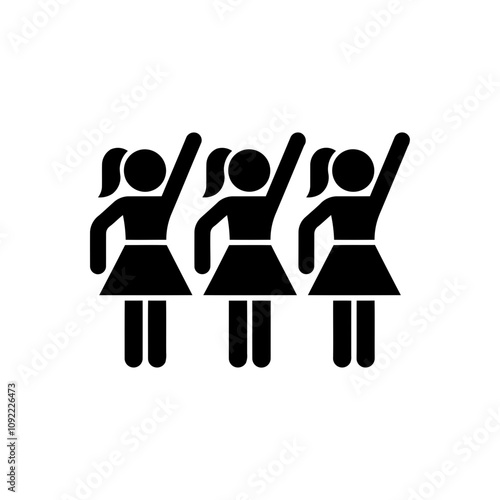 Three cheerleaders waving icon