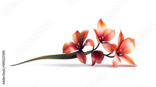 3D Foxtail Orchid icon on a white background photo