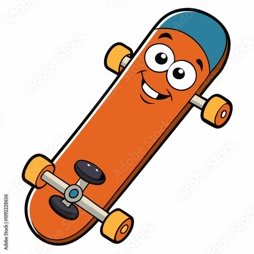 orange person with skateboard