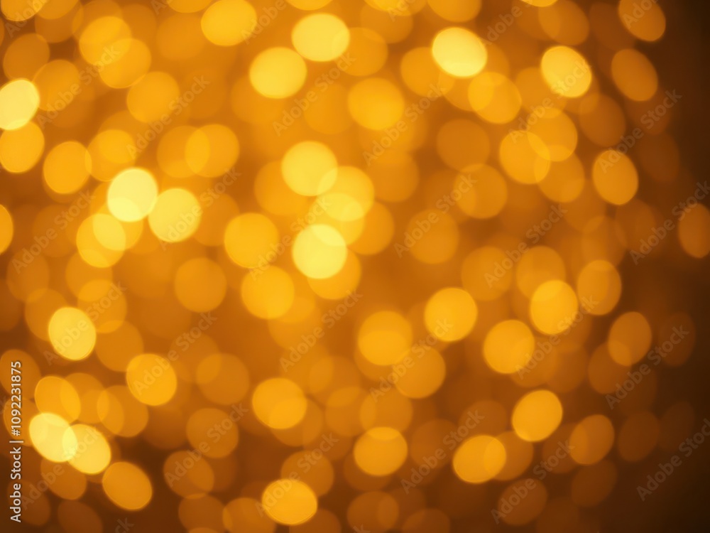 Fototapeta premium Shimmering gold bokeh light background with abstract glowing lights and soft focus, backdrop