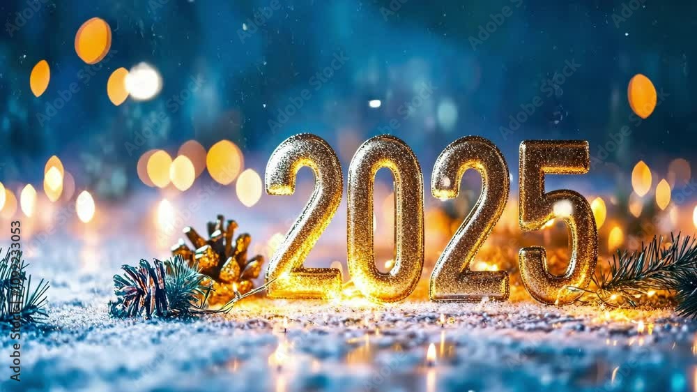 Festive 2025 celebration with sparkling lights and winter decor Festive 2025 celebration with sparkling lights and winter decor