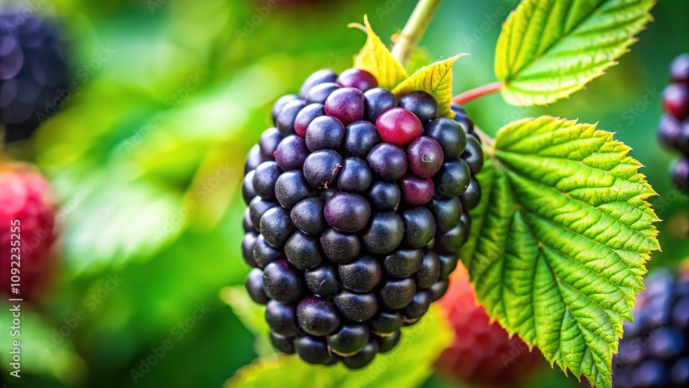 Fototapeta premium Capture stunning blackberry photos by using the rule of thirds for a balanced and engaging composition.