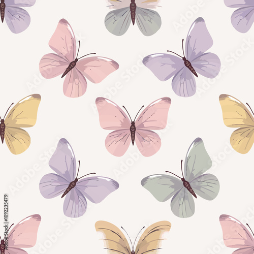 Wallpaper Mural Butterfly pattern cute pattel color Torontodigital.ca