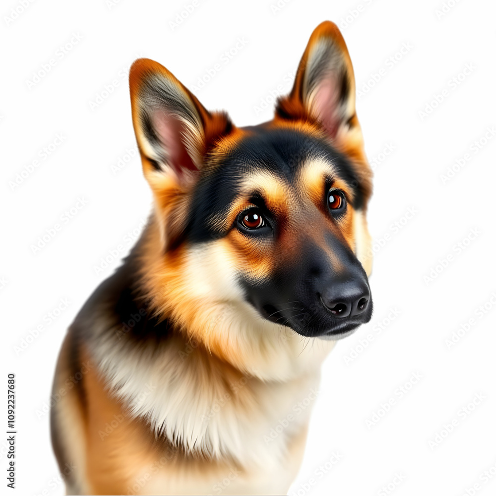 Fototapeta premium Cute Shepherd dog posing isolated over white background