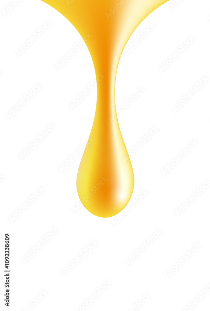 Oil drop or honey isolated on transparency white background, golden yellow transparent liquid, vector illustration Oil drop or honey isolated on transparency white background, golden yellow transparent liquid, vector illustration