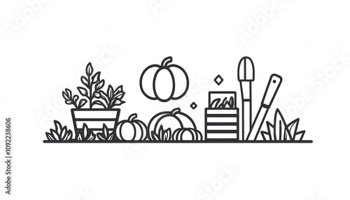 Detailed line icon for a farm harvest collector. photo