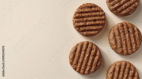 Obraz na płótnie Vegan burger patties on beige background for healthy eating concepts w salonie