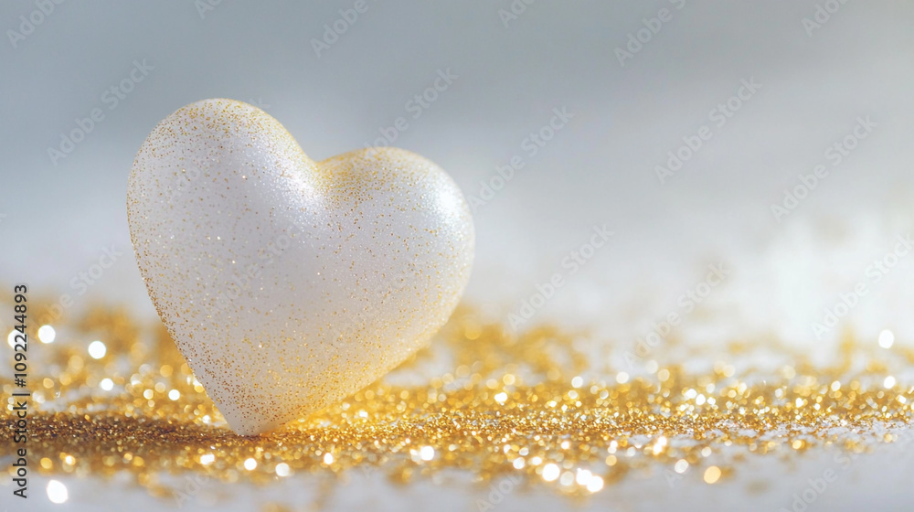 Fototapeta premium Heart-shaped decoration with glitter on a soft background in a festive setting