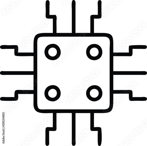 illustration of a computer chip. ai technology icon