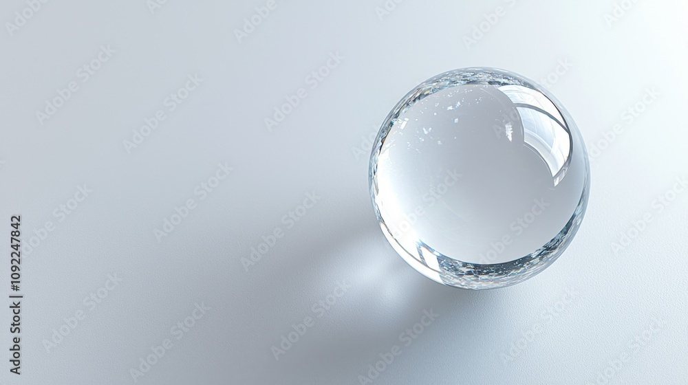Crystal sphere overhead shot with soft shadows and text space Crystal sphere overhead shot with soft shadows and text space