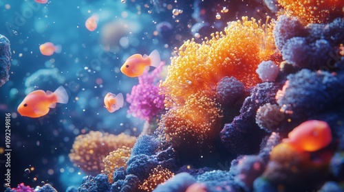 Wallpaper Mural Vibrant Coral Reef With Orange Fish Swimming Torontodigital.ca