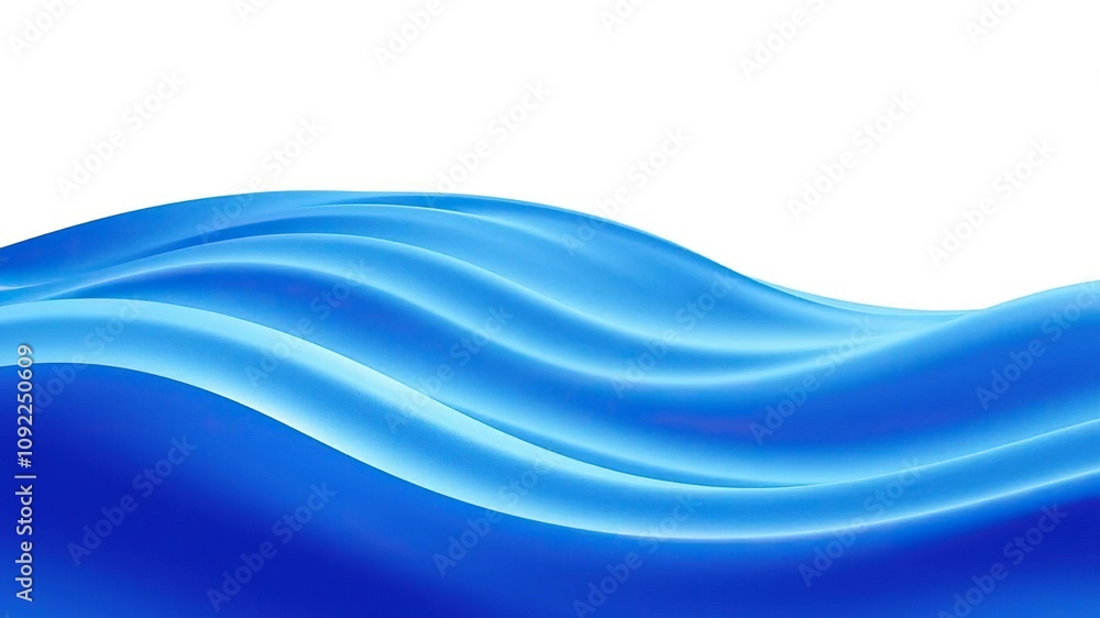 Fototapeta premium Smooth blue wave shape with gentle oscillations and subtle gradations, wavy motion, natural scenery