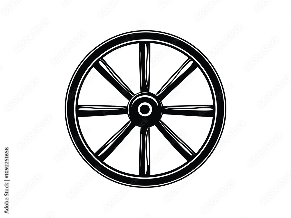 Obraz premium Vintage Wagon Wheel Silhouettes for Cowboy Designs