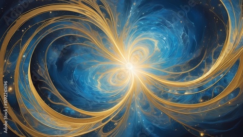 Wallpaper Mural Radiant Gold and Blue Cosmic Energy Streams Framing an Open Center for a Calming Effect Torontodigital.ca