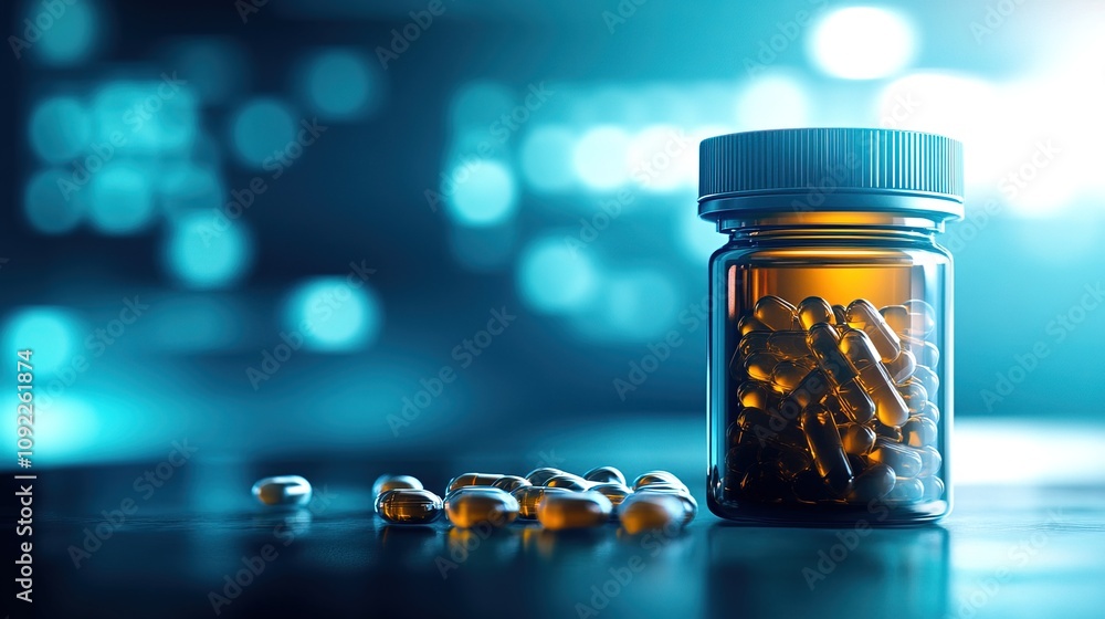 Tablet bottle close-up medical health disease treatment theme background Tablet bottle close-up medical health disease treatment theme background
