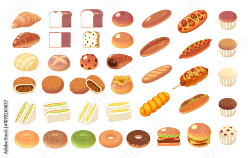 様々なパンのセットイラスト
