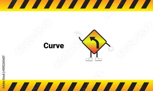Vector illustration of corner sign graphic with cartoon characters. Graphic design suitable for children's education, story books, or traffic safety materials. vector illustration