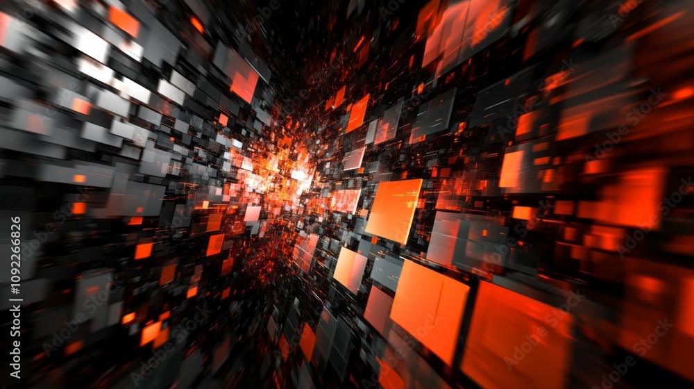 Obraz premium A computer generated image of a colorful, abstract space with orange