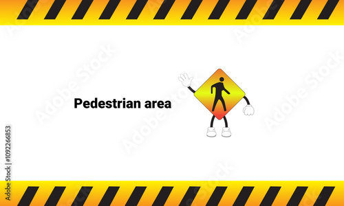 Pedestrian area sign graphic vector illustration with cartoon characters. Graphic design is suitable for children's education, story books, or traffic safety materials. vector illustration