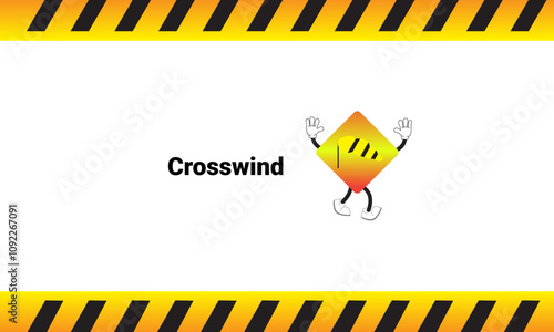 Graphic vector illustration of upwind sign with cartoon characters. Graphic design is suitable for children's education, story books, or traffic safety materials. vector illustration photo