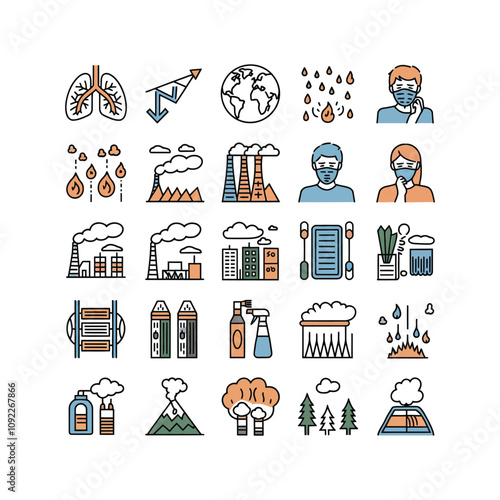 Pollution Icons Set Vector Design Illustration