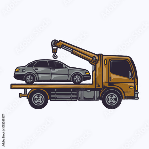 red towing truck vector illustration