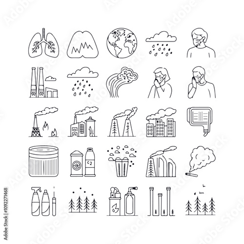 Pollution Icons Set Vector Design Illustration