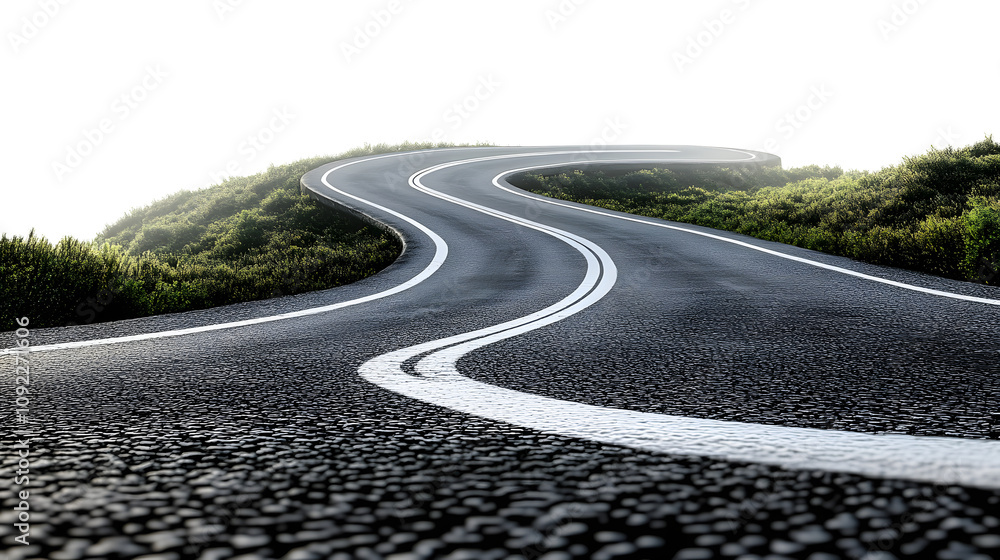 Obraz premium winding road curve pathway on transparency background PNG