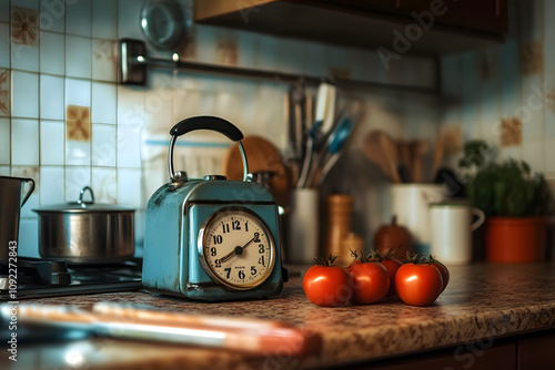 kitchen timer on a retro-style photo