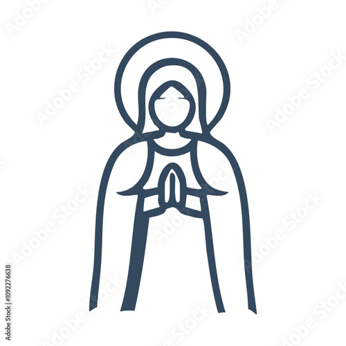 Vector illustration of Our Lady Virgin Mary Mother of Jesus, Holy Mary, madonna, vector illustration, printable, suitable for logo, sign, tattoo, laser cutting, sticker, coloring book and other print 