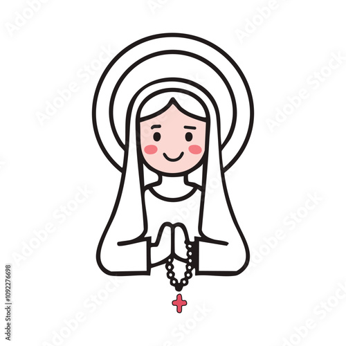 Vector illustration of Our Lady Virgin Mary Mother of Jesus, Holy Mary, madonna, vector illustration, printable, suitable for logo, sign, tattoo, laser cutting, sticker, coloring book and other print 