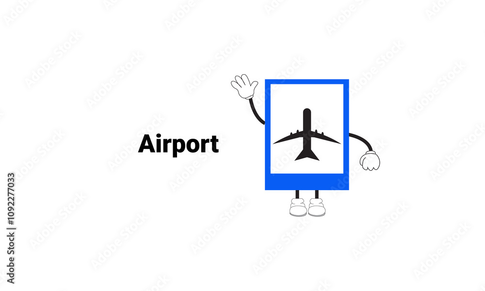 Airport sign graphic vector illustration with cartoon characters. Graphic design is suitable for children's education, story books, or traffic safety materials. vector illustration Airport sign graphic vector illustration with cartoon characters. Graphic design is suitable for children's education, story books, or traffic safety materials. vector illustration